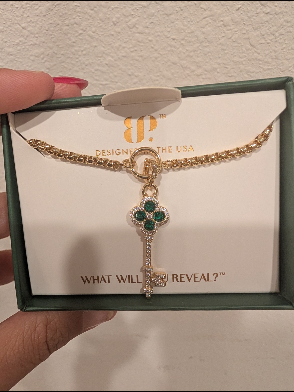 Bomb Party Gold Key Pendant Necklace May Birthday Gold